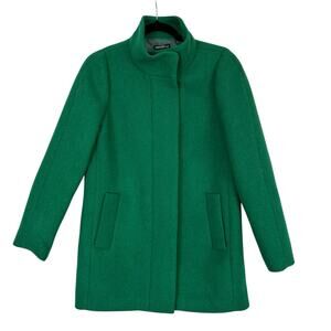 NEW J.Crew Mercantile Wool Blend City Coat Green Funnel Zip Jacket Womens Size 6